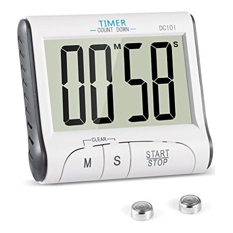 Kitchen Timer, 24H Digital Magnetic Electronic Kitchen Timer Digital Timer with Sound Alarm LCD Display Countdown Timer Magnetic Holder - White (1/5)