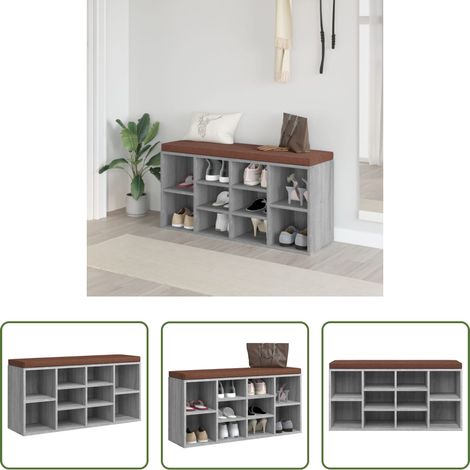 vidaXL Banc de rangement -  Banc à chaussures Sonoma gris 103x30x48 cm Bois d'ingénierie (1/5)