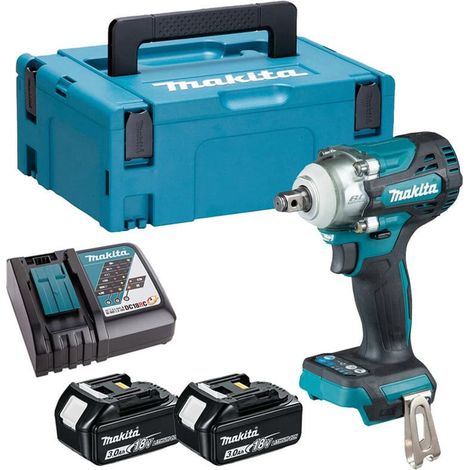 Makita – Boulonneuse à chocs 18V – Couple 330 Nm – 2 batteries 3,0 Ah – Technologie XPT pour usage intensif – Éclairage LED intégré - DTW300RFJ (1/4)