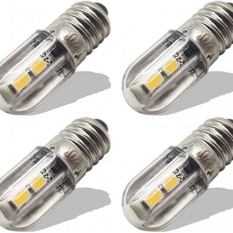 Ampoules LED E10, 220 V CA, indicateur LED d'économie d'énergie, culot à vis 8 mm, puce 3030, lumière jaune (lot de 4) (1/4)