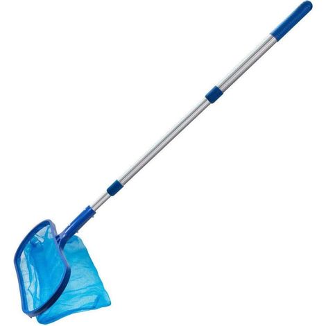Épuisette profonde avec manche télescopique de 17 à 40 pouces, filet à mailles fines pour le nettoyage des piscines hors sol, enterrées, spas, bassins (avec manche) (1/5)