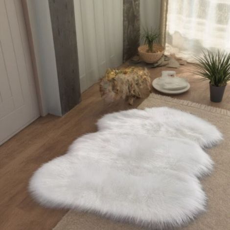 Tapis Faux Mouton Imitation Laine Doux Moelleux 60x90cm Décoration Salon Moderne Canapé Chaise Confortable (1/5)