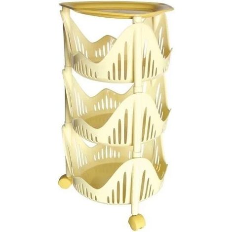Carrello cucinotto bama tidy giallo da assemblare 3 ripiani e rotelle 37x37x65cm