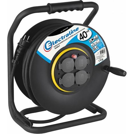 Rallonge Prolongateur électrique IP44 Profesionnelle 40M avec enrouleur Noir, Section 3G2,5 mm