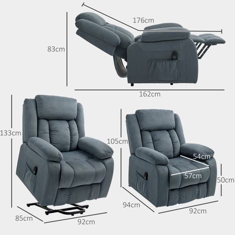 Poltrona relax elettrica reclinabile in velluto grigio 135 kg DESVIAE (1/3)