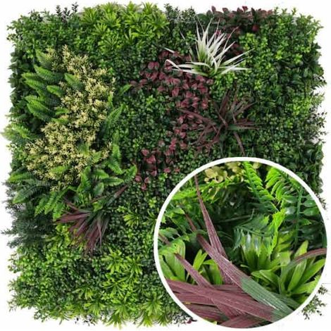 Mur végétal artificiel Oasis 1m x 1m, Long 3 m (1/3)