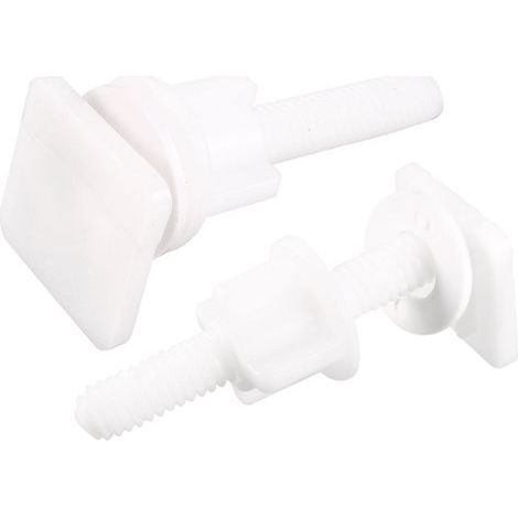 Boulons et écrous carrés blancs pour charnières de siège de toilette, filetage 8 mm, lot de 2 (1/5)