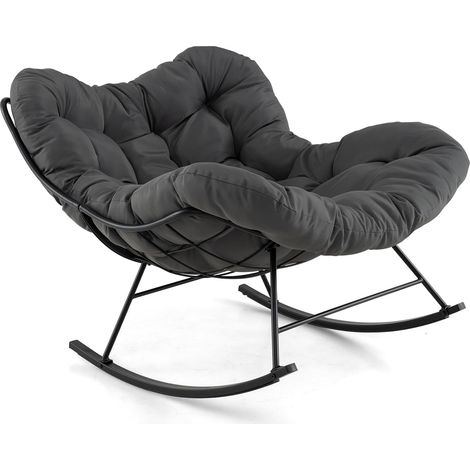 Fauteuil à Bascule, pour l'intérieur et l'extérieur, avec Coussin rembourré, Chaise de Relaxation, jusqu'à 205 kg, capacité de Charge et Fonction balançoire pour véranda, Jardin, Cour arrière (1/5)