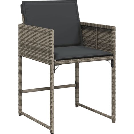 vidaXL Sedie da Giardino con Cuscini 4pz Grigio in Polyrattan (1/5)