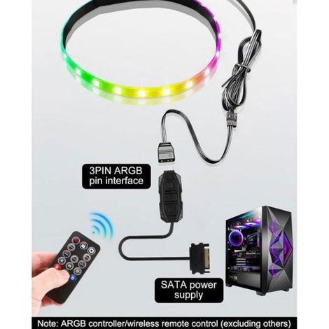 Controleur Argb - 3 Broches 5V - Telecommande 14 Boutons - 16 800 000 Couleurs - 1 Unite (1/4)