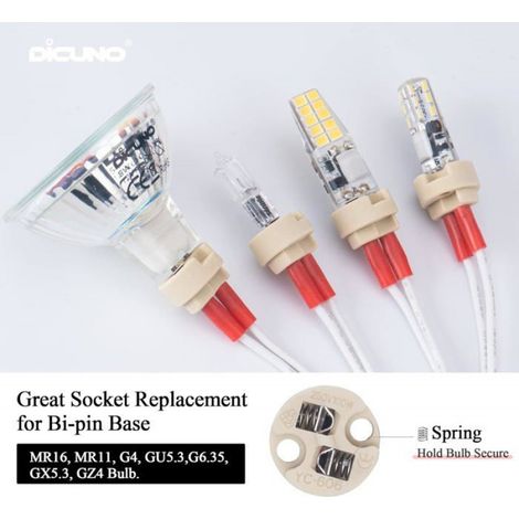 Support De Lampe Céramique - Douille Bipin G4 GU5.3 G6.35 GX5.3 GZ4 MR11 MR16 - 12 V À 250 V - 100 W Max - Pour Ampoules Halogènes LED CFL - Lot De 12 (1/5)