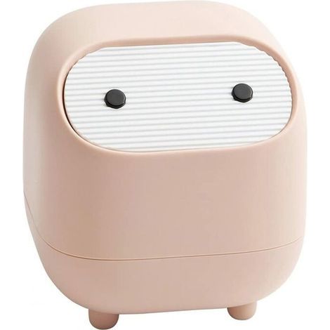 Petite poubelle, mignonne ninja poubelle de bureau avec couvercle, poubelle de chambre à coucher avec , poubelle pour la maison, la chambre, le bureau (rose), Ensoleillé (1/5)