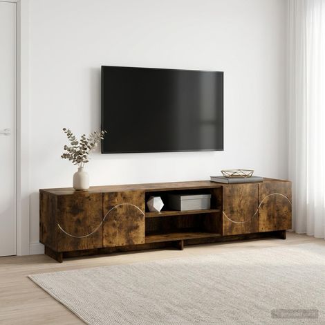 vidaXL TV Stand 180 x 34.5 x 40 cm Smoked Oak Engineered Wood (1/5)