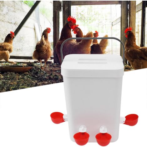 Bebedero automático para pollos + Contenedor dispensador automático portátil para beber con gran capacidad (12 litros). (1/5)