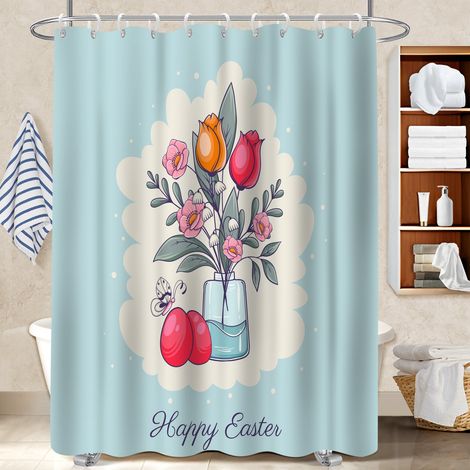 Rideau de bain imprimé polyester 180x180 infroissable rideau étanche pour une petite salle de bain (1/5)