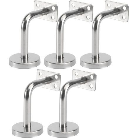 Lot de 5 supports de rampe d'escalier en acier inoxydable pour rampe murale 6 x 8 x 5 cm (1/5)