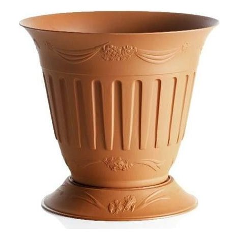 Cache pot avec soucoupe 'Etika" en plastique - D 30 cm - Terracotta - 8L - Livraison gratuite