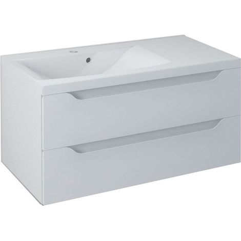 Sapho Wave - Waschtischunterschrank 90x45x48 cm, links, 2 Schubladen, weiß WA092-3030