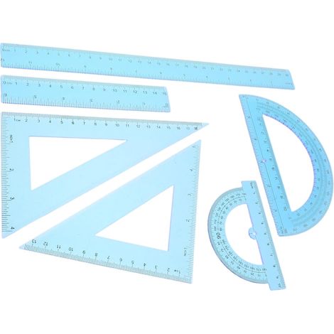 Ensemble de règles droites en plastique bleu pour la maison ou (1/5)