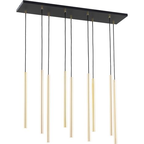 Suspension glamour rectangulaire dorée réglable 9xG9 (1/5)