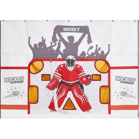 Installation rapide - bâche de tir hockey sur glace 7 trous, cible de cage pour entraînement à la précision (1/5)