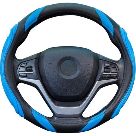 Funda para volante - Volante de coche - Antideslizante y transpirable - Apta para volantes con un diámetro de 38 cm - Azul (1/5)