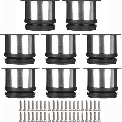 Juego de 8 patas para muebles, patas de cocina ajustables de Ø 50 mm/altura 50 mm, patas redondas de acero inoxidable para mesa de sofá.