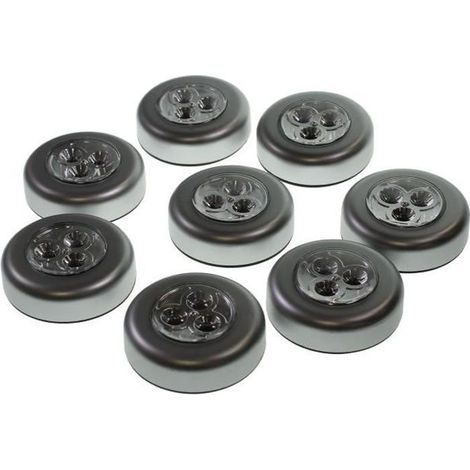 8 lampes LED adhésives, piles AAA, blanc chaud, 6,5 cm, pour placard, escalier, chambre bébé et bureau (1/4)