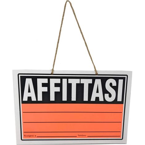 Cartello affittasi targa in legno per locazione 20x30 cm con corda da appendere segnaletica privata scrivibile fittasi casa appartamento (1/2)