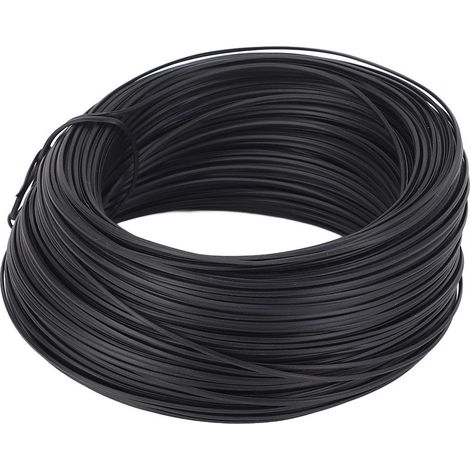 Fil d'armature en acier, 0,55 mm, type plat, 85 m de longueur, barres d'armature en fer galvanisé et PVC, couleur noire. (1/5)