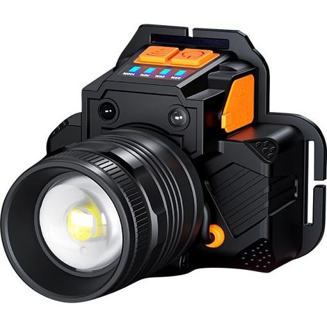 Lampe frontaleLampe torche à Induction de banque, lampe frontale rechargeable, phare LED très brillant (1/5)