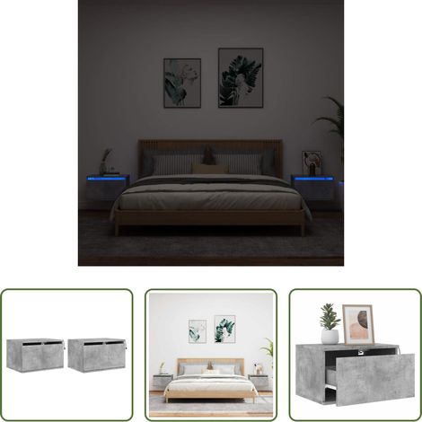 LED-Leuchten - Wand-Nachttische mit LED-Leuchten 2 Stk. Betongrau (1/5)