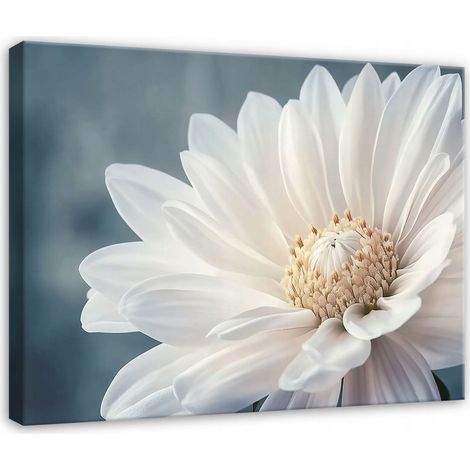 Peinture 3d fleur blanche abstraite pour chambre salon cuisine sur toile 40x30 (1/3)