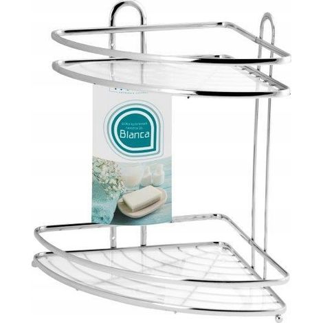 Eck-Badezimmerregal für Dusche, 2-teilig, Weiß, Chrom (1/5)