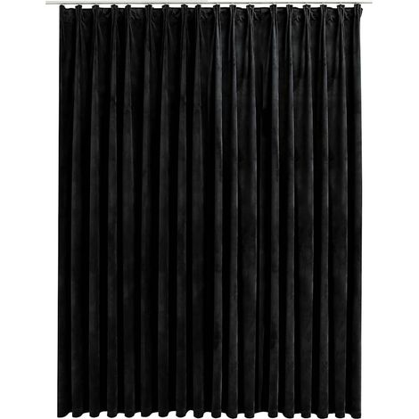 Rideau occultant avec crochets Velours Noir 290x245 cm CFW86157 (1/5)