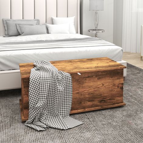 Banc de rangement en bois, capacité de charge de 120 kg, idéal pour les chambres et les entrées. Dimensions : 100 x 40 x 40 cm. Couleur : marron.