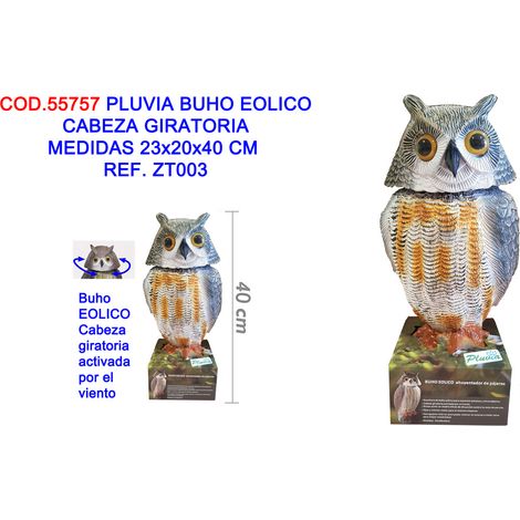 PLUVIA pluvia buho eolico cabeza giratoria 23x20x40 cm ref. zt003