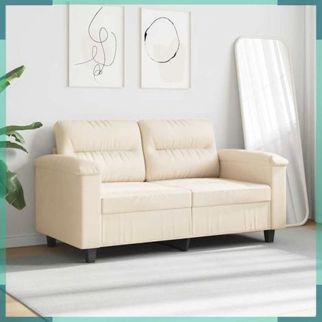 359560 Canapé à 2 places Beige 120 cm Tissu microfibre (1/5)