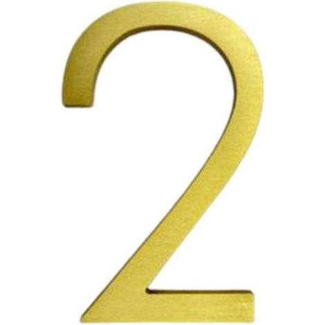 Número de casa de metal color dorado，12,7 cm，Número 2，Letrero de número de casa，Número de casa flotante，Número de casa de metal，Número de casa 3D (1/5)