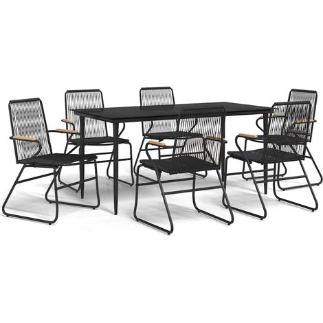 Maison Exclusive - Set da Pranzo da Giardino 7 pz Nero in Rattan PVC (1/5)