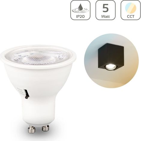 LED Spot GU10 4,8W 420lm CCT Lichtfarbe einstellbar - Abstrahlwinkel: 60° mit Linse - Dimmbar: Nein (1/5)