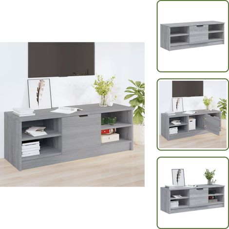 The Living Store Meuble TV Sonoma gris 102x35,5x36,5 cm Bois d'ingénierie - Meuble de salon (1/5)