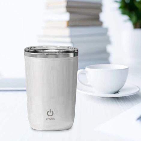 Mug mélangeur à café électrique magnétique en acier inoxydable 304, blanc (1/3)