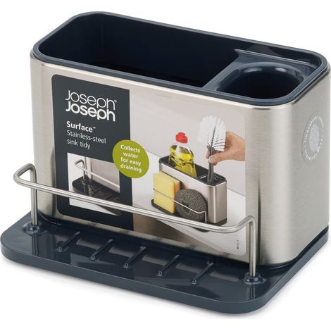 Organizzatore per Lavello, Porta Spugne, Porta Detersivo, in Acciaio Inox - Grigio (1/4)