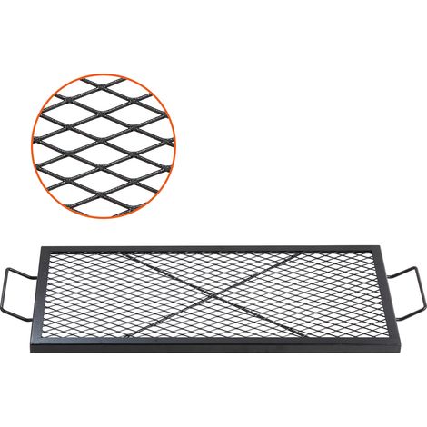 VEVOR Parrilla Rectangular de Barbacoa Cocina de Acero de 81 x 38 cm, Capacidad de Carga de 20 kg, Material de Utensilios con Marca X para Chimenea, Brasero, Barbacoa, Pícnic, Camping, Jardín, Negro (1/5)