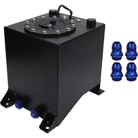 10L Fuel Cell Gas Tank with Aluminum Alloy Racing Cap Level Transmitter for Hot Rod Street Racing Track Cars Truck SUV Black. (1/5)