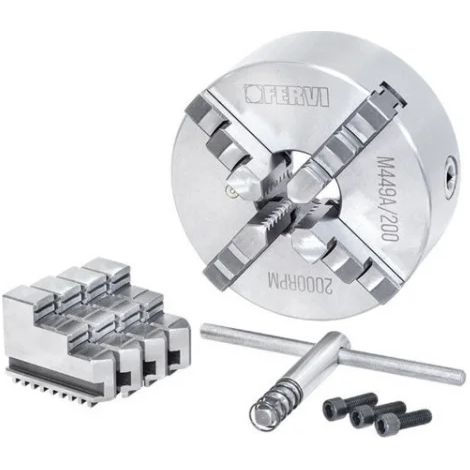 Fervi M449A/200 Mandrin de précision auto-centrant 4+4 mors pour tour