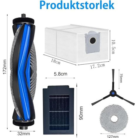 Zubehörset für Ecovacs Deebot T50 Max Pro / T50 Max Pro Omni – 27-teilig: 2 Hauptbürsten, 6 Filter, 6 Wischpads, 6 Seitenbürsten, 6 Staubbeutel, 1 Reinigungsbürste (1/5)