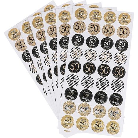 432 kreative runde Aufkleber zum Verschließen von Süßigkeitentüten und anderen Geburtstagsgeschenken (50. Geburtstag) – Dekoration – 2,00 x 2,00 x 0,10 cm (1/3)