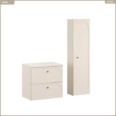 Ensemble de meubles sous vasque - 60 cm - avec Plan - Colonne - SAND (1/5)